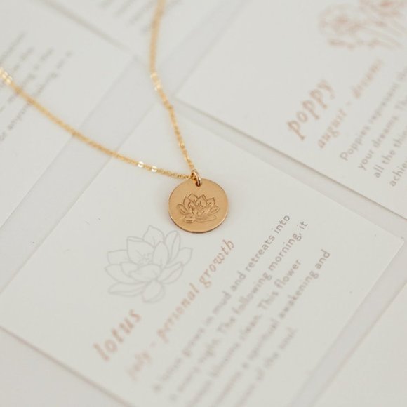 July Lotus Birth Flower Bohemian Charm Necklace - Picture 9 of 14